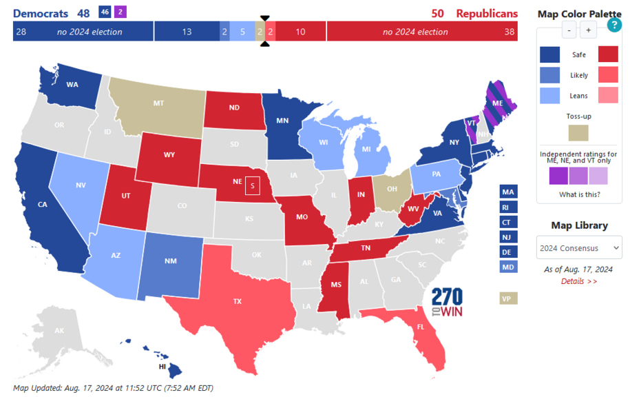 Dem Senate Races widening Leads as a Result of the Harris-Walz Mome...